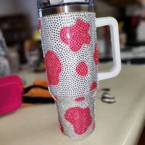 Pink Bling Cow Print 40 Oz Tumbler
